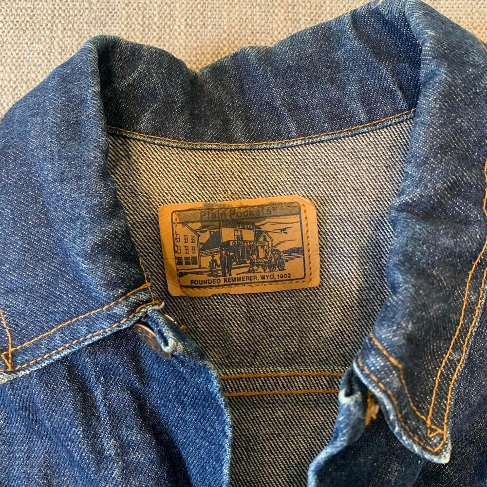Vintage 90s Plain Pockets dark blue denim jacket - Picture 4 of 7
